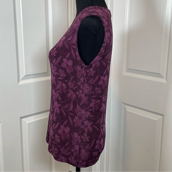 Susan Lawrence Vintage Rich Plum Blouse Floral Print Shell Size L - Picture 3 of 7